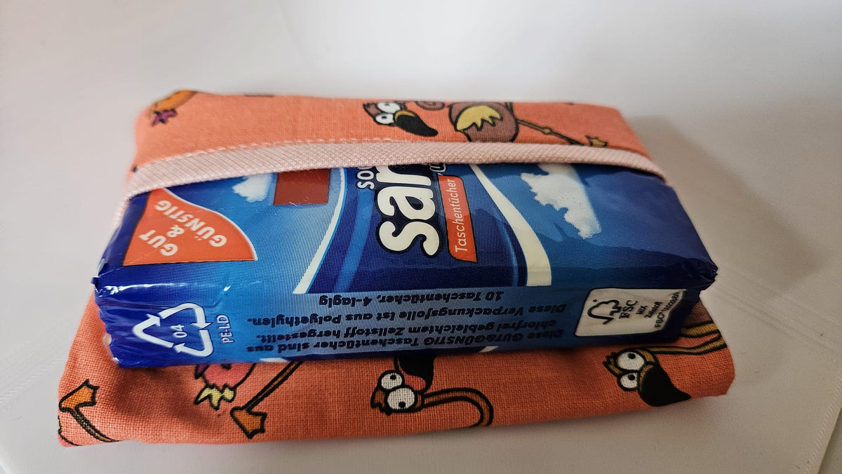 Taschentuch Tasche Flamingo-Design – Handgenäht & Praktisch für unterwegs