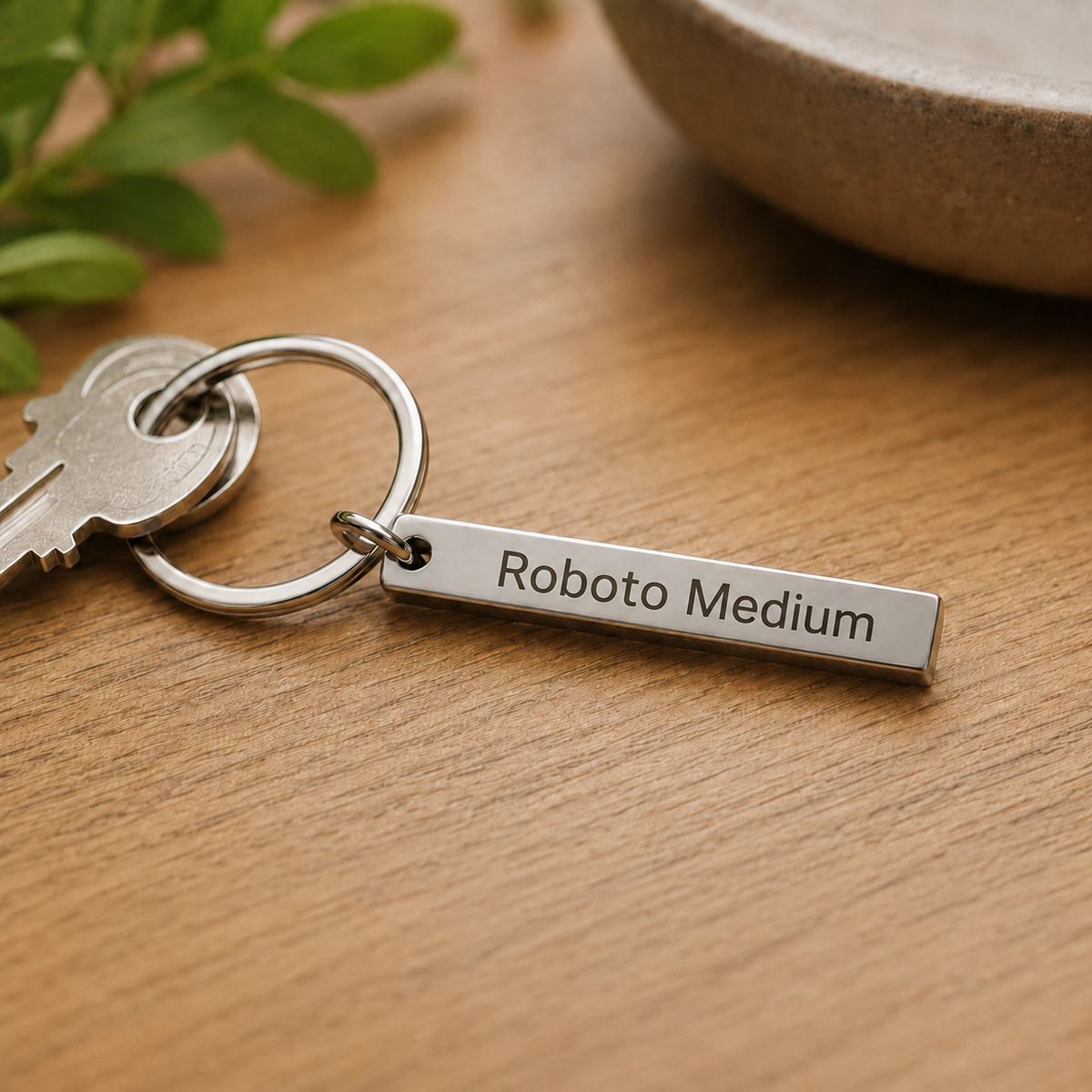 Personalisierter Schlüsselanhänger aus Metall mit Wunschtext und Motiv